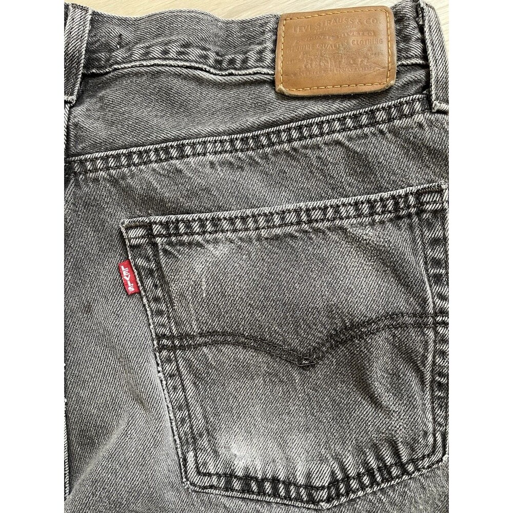 Levi's big E Premium Men Straight Jeans Grayish Black Denim Distressed Size 31
